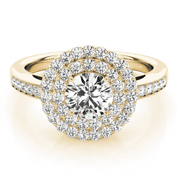 18K Yellow Gold Round Diamond Halo Engagement Ring