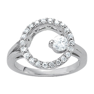 18K White Gold Round Diamond Fashion Ring