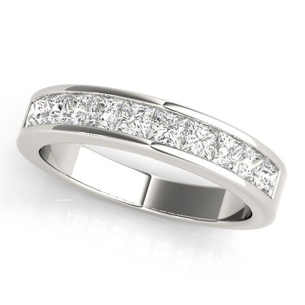 14K White Gold Square Diamond Wedding Ring