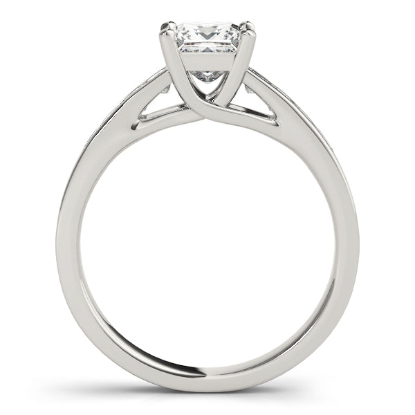 18K White Gold Square Diamond Trellis Engagement Ring