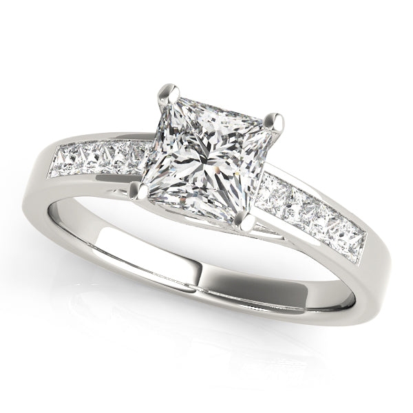 18K White Gold Square Diamond Trellis Engagement Ring