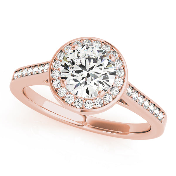 14K Rose Gold Diamond Halo Engagement Ring 1 ctw