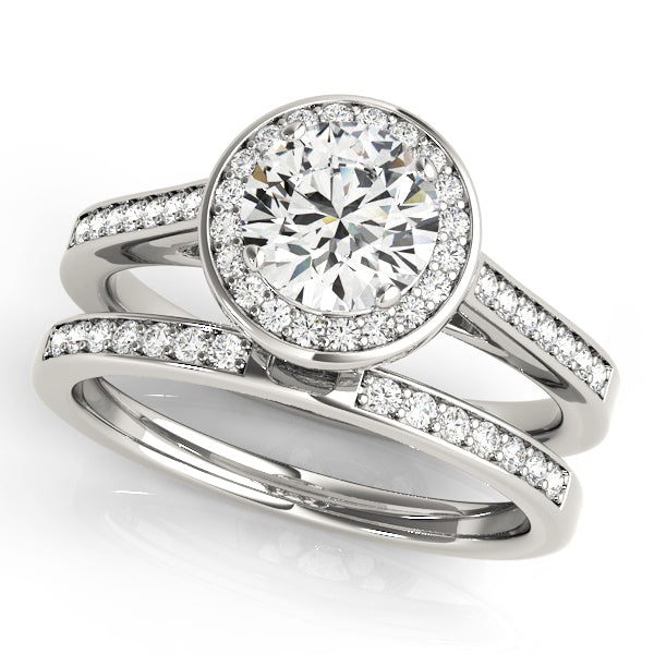 Platinum 1 CT Diamond Halo Engagement Ring