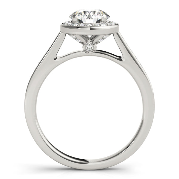 Platinum Round Diamond Halo Engagement Ring 3/4 ctw