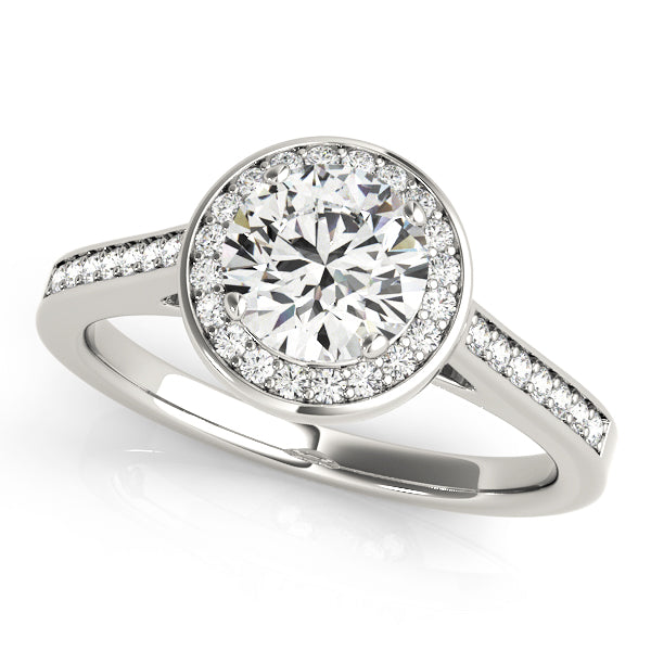 Platinum 1 CT Diamond Halo Engagement Ring