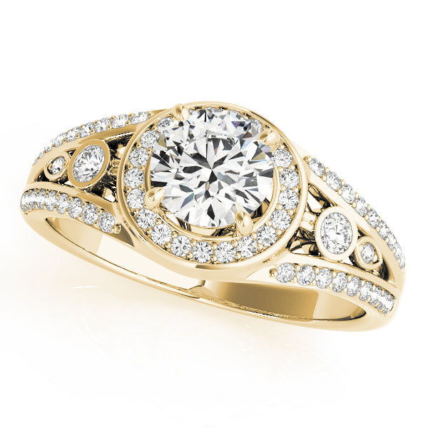 18K Yellow Gold 1 ct Diamond Halo Engagement Ring