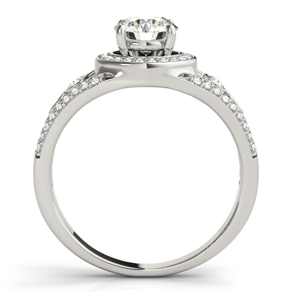 18K White Gold Diamond Halo Engagement Ring 1 ctw