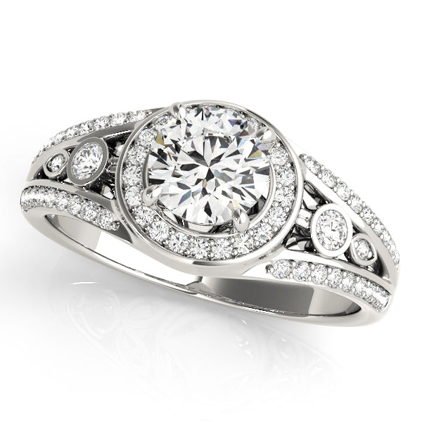 Platinum 1 CT Round Diamond Halo Engagement Ring