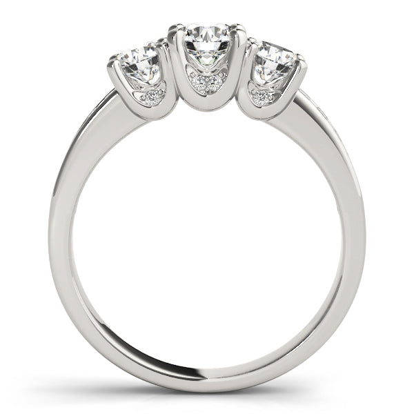 14K White Gold 1 CT Round Diamond Three-Stone Ring
