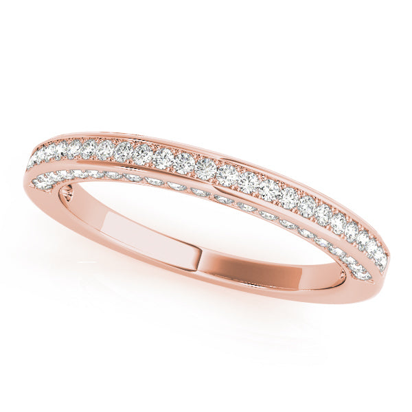 18K Rose Gold Round Diamond Wedding Ring