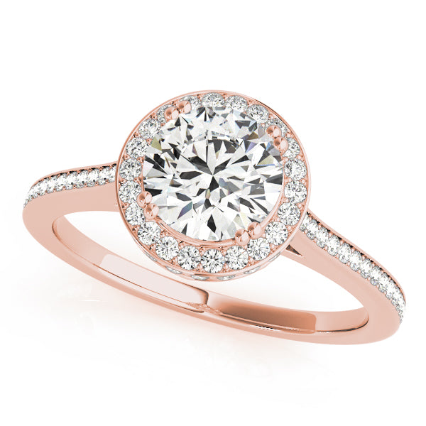 18K Rose Gold 1.5 ctw Diamond Halo Engagement Ring