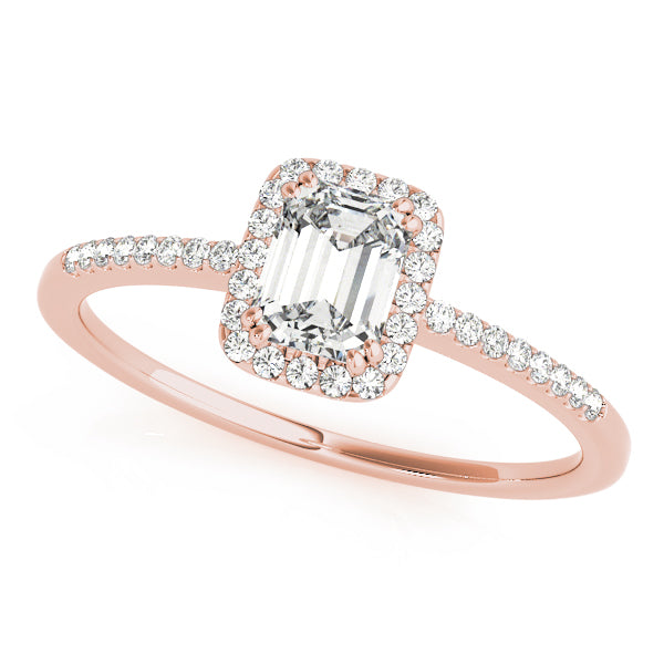 18K Rose Gold 1.2 CT Emerald Diamond Engagement Ring