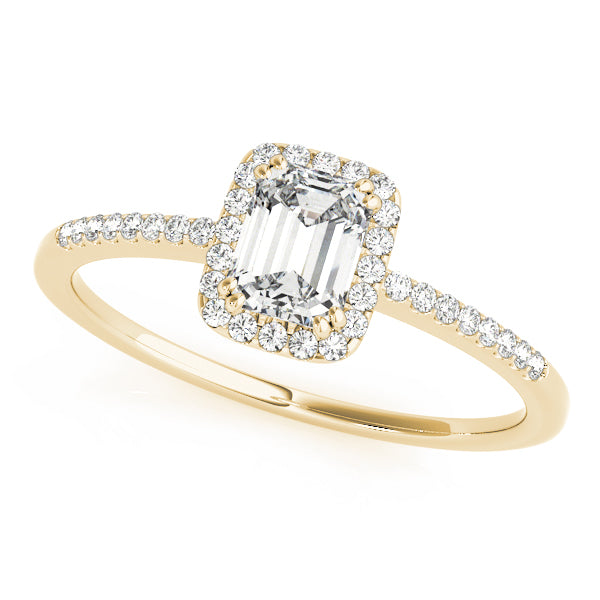 18K Yellow Gold 1 ct Emerald Diamond Halo Ring
