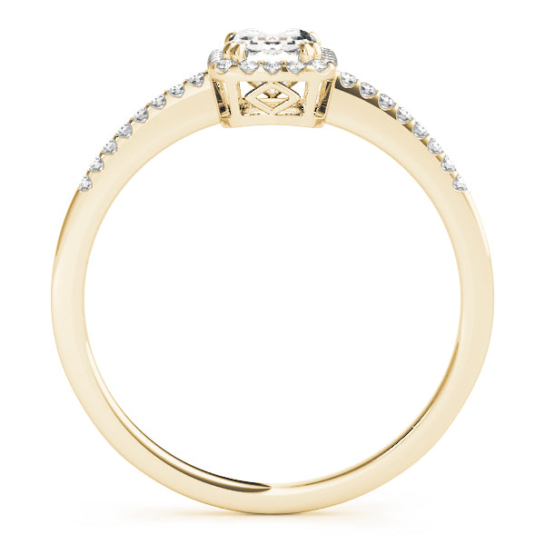 14K Yellow Gold 1ct Emerald Diamond Halo Ring