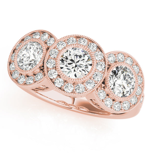 18K Rose Gold 1.05 ct Three Stone Diamond Engagement Ring