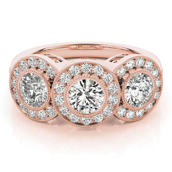 18K Rose Gold 1.05 ct Three Stone Diamond Engagement Ring