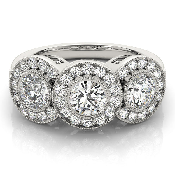 Platinum 1.38 CT Three-Stone Diamond Engagement Ring