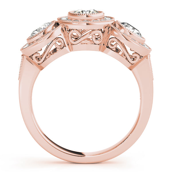 18K Rose Gold 1.05 ct Three Stone Diamond Engagement Ring