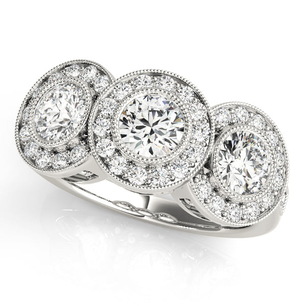 18K White Gold 1.05 ctw Diamond Three-Stone Ring