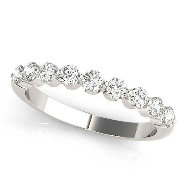 Platinum 1/2 CT Diamond Wedding Ring, 9-Stone Design