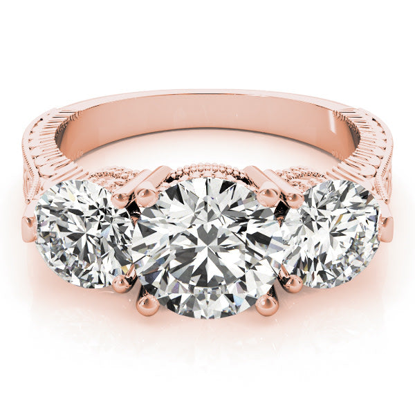 ENGAGEMENT RINGS 3 STONE ROUND