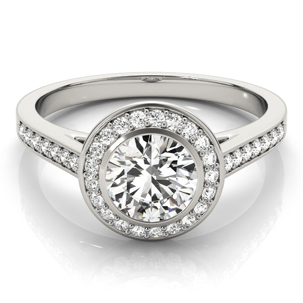 Platinum 1.25ctw Round Diamond Halo Engagement Ring