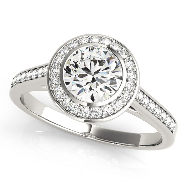 14K White Gold 1.25ctw Diamond Halo Engagement Ring