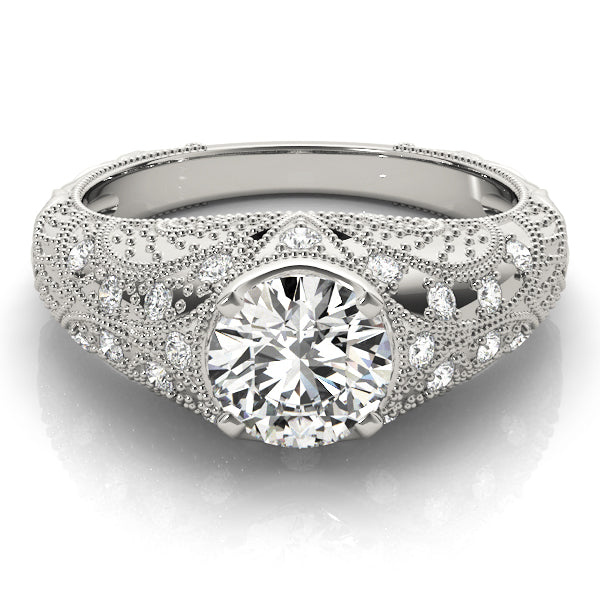 Platinum Vintage 1.20ctw Round Diamond Engagement Ring