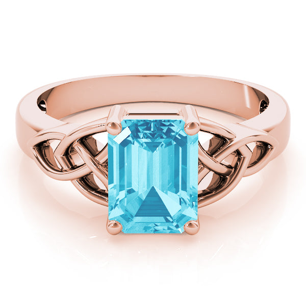 14K Rose Gold Emerald Diamond Ring