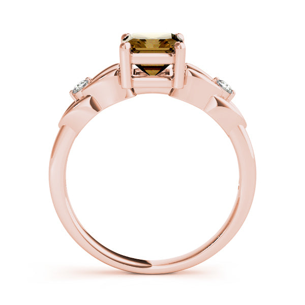 14K Rose Gold Emerald Diamond Fashion Ring