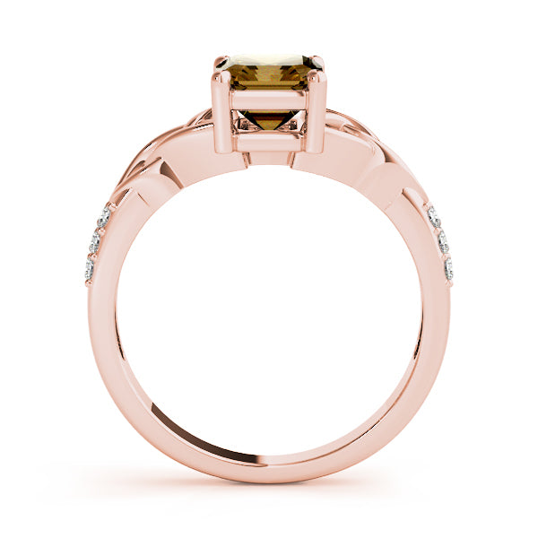 14K Rose Gold Emerald Diamond Fashion Ring