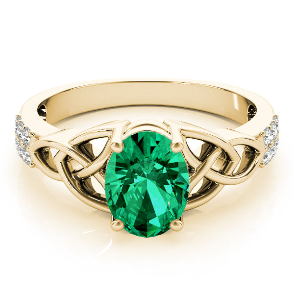 14K Yellow Gold Oval Diamond Fashion Ring