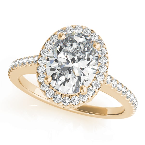 18K Yellow Gold 5/8 ct tw Halo Diamond Engagement Ring