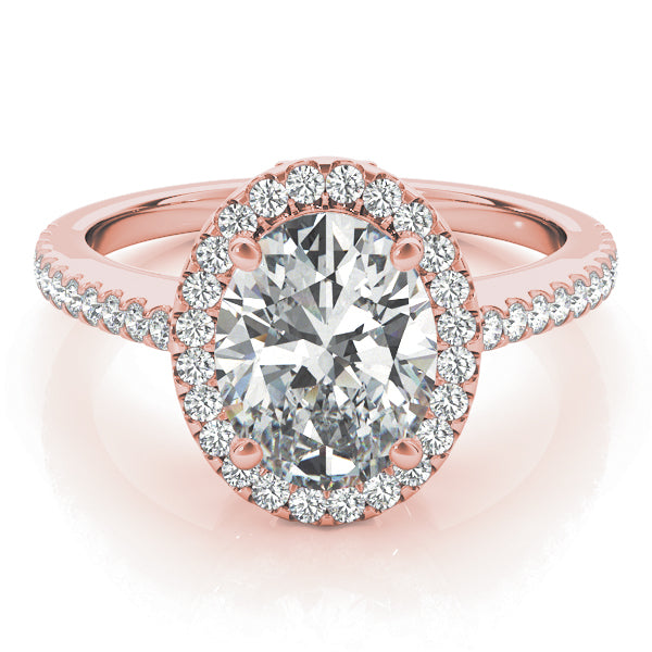 Rose Gold 5/8 CT Diamond Oval Halo Engagement Ring