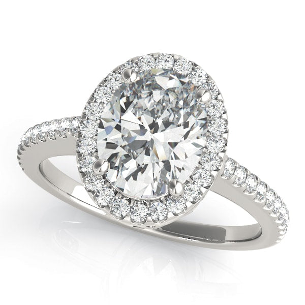 18K White Gold 5/8 ct tw Halo Diamond Engagement Ring