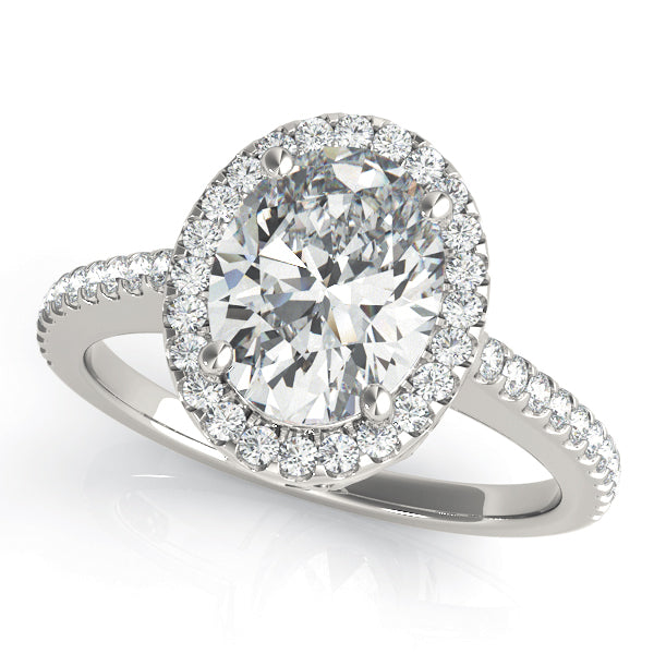 Platinum Oval Diamond Halo Engagement Ring
