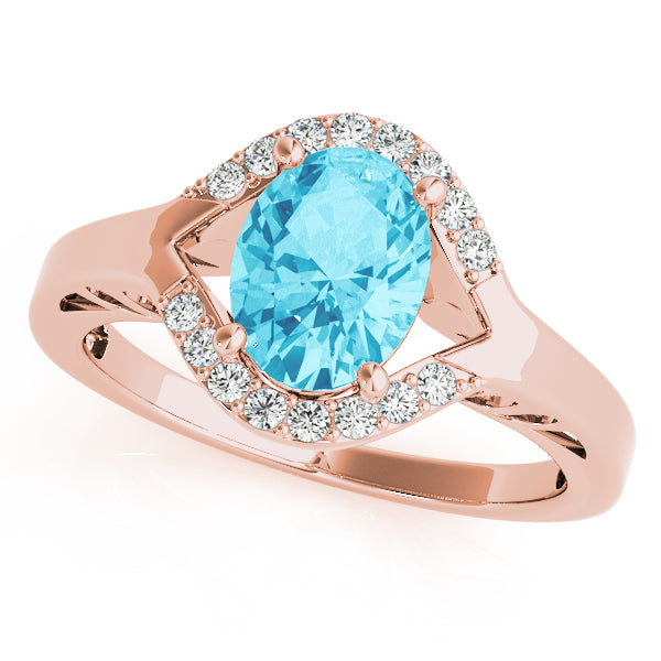18K Rose Gold Diamond Oval Statement Ring