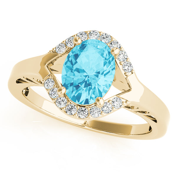 14K Yellow Gold Diamond Oval Statement Ring