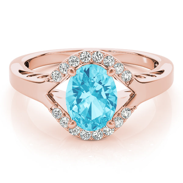 14K Rose Gold Diamond Oval Statement Ring