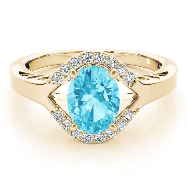 14K Yellow Gold Diamond Oval Statement Ring