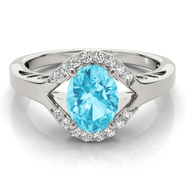 White Platinum Oval Diamond Fashion Ring
