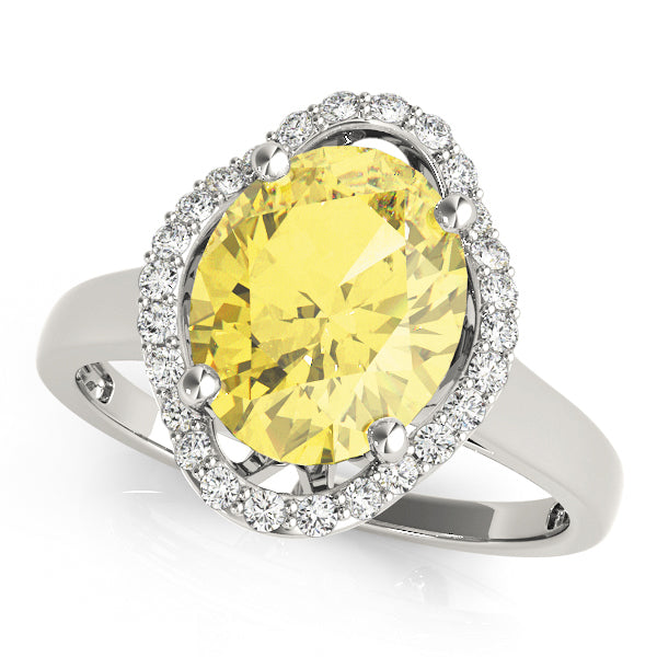 14K White Gold Diamond Oval Ring