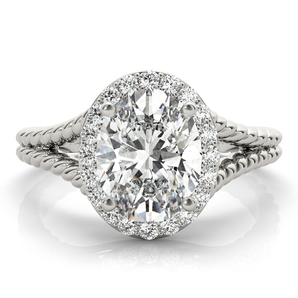 Platinum Oval Diamond Halo Engagement Ring 1 CTW