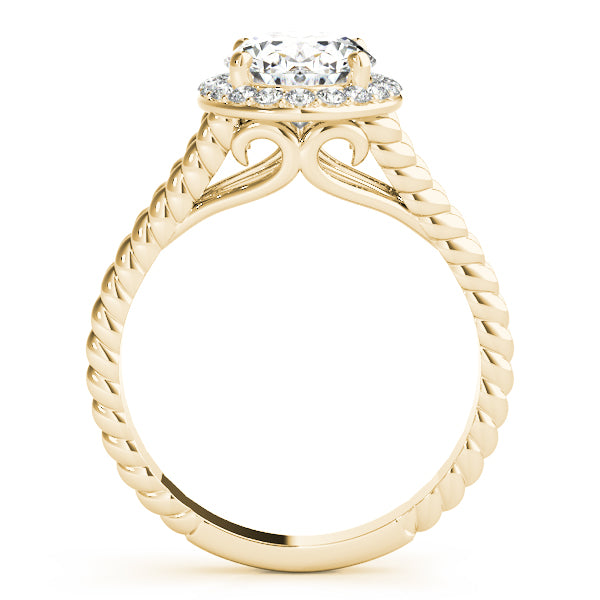 14K Yellow Gold Oval Diamond Halo Engagement Ring