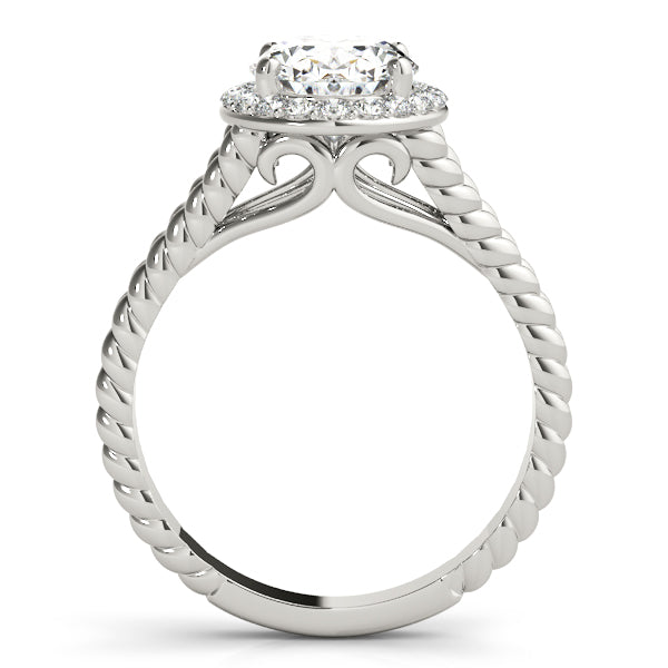 18K White Gold Oval Diamond Halo Engagement Ring