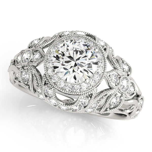 14K White Gold Round Diamond Engagement Ring