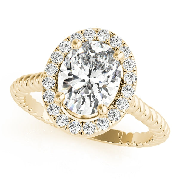 18K Yellow Gold 1 ct tw Halo Diamond Engagement Ring