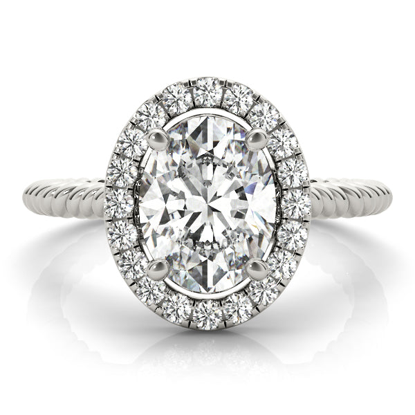 Platinum Oval Diamond Halo Engagement Ring 1 CTW