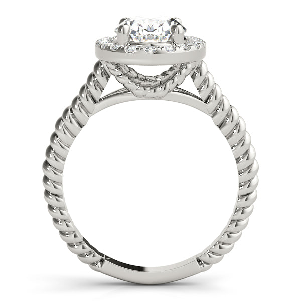 18K White Gold 1ct Oval Diamond Halo Engagement Ring