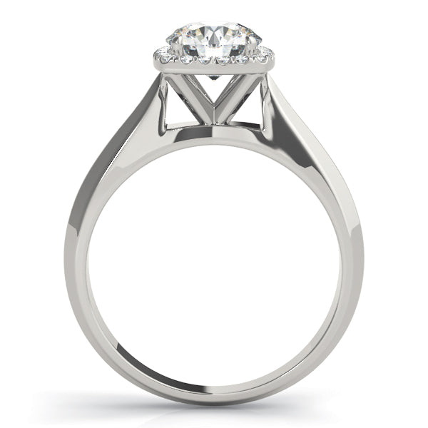 14K White Gold Round Diamond Halo Engagement Ring